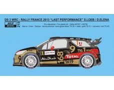 Decal – Citroen DS3 WRC Rally France "Last performance" 